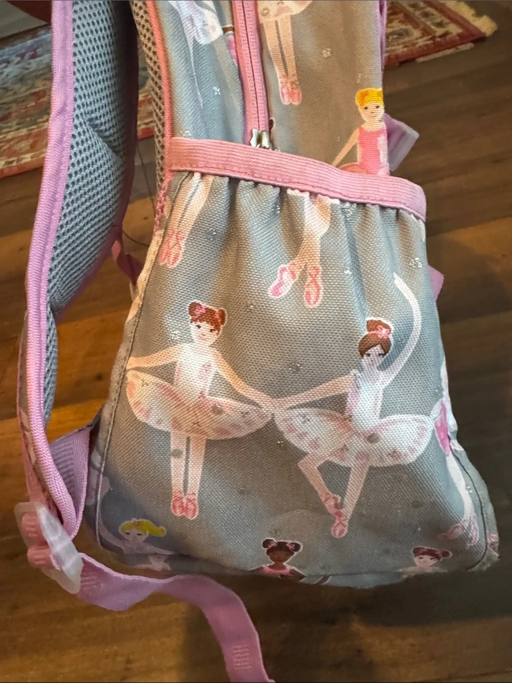 Pottery Barn Kids Pink and Gray Ballerina Backpack